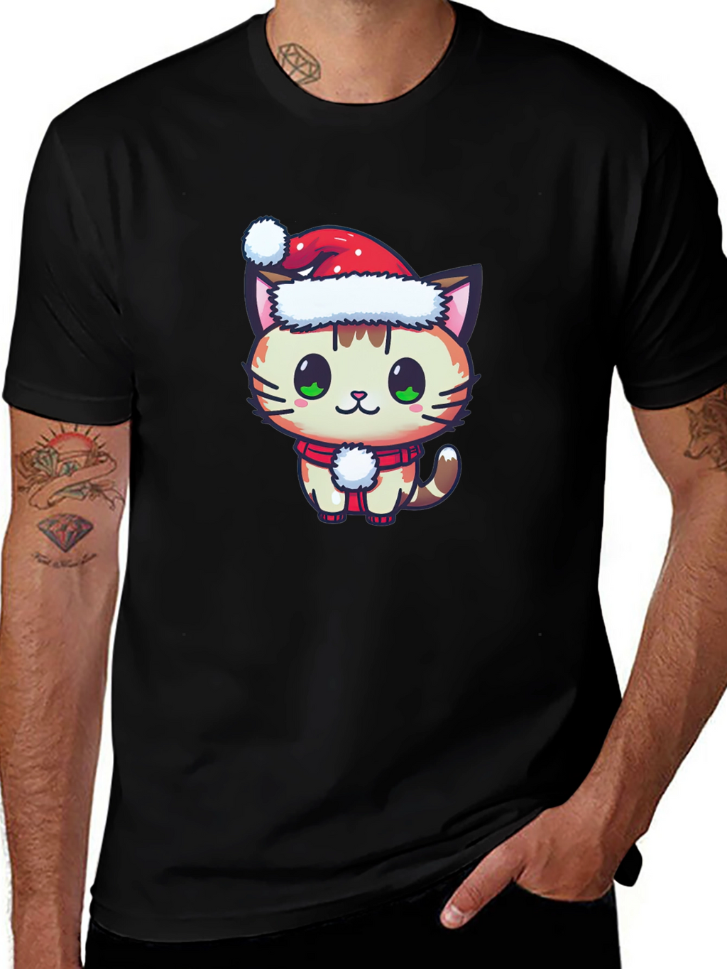 Festive Cat T-Shirt - Holiday Cheer