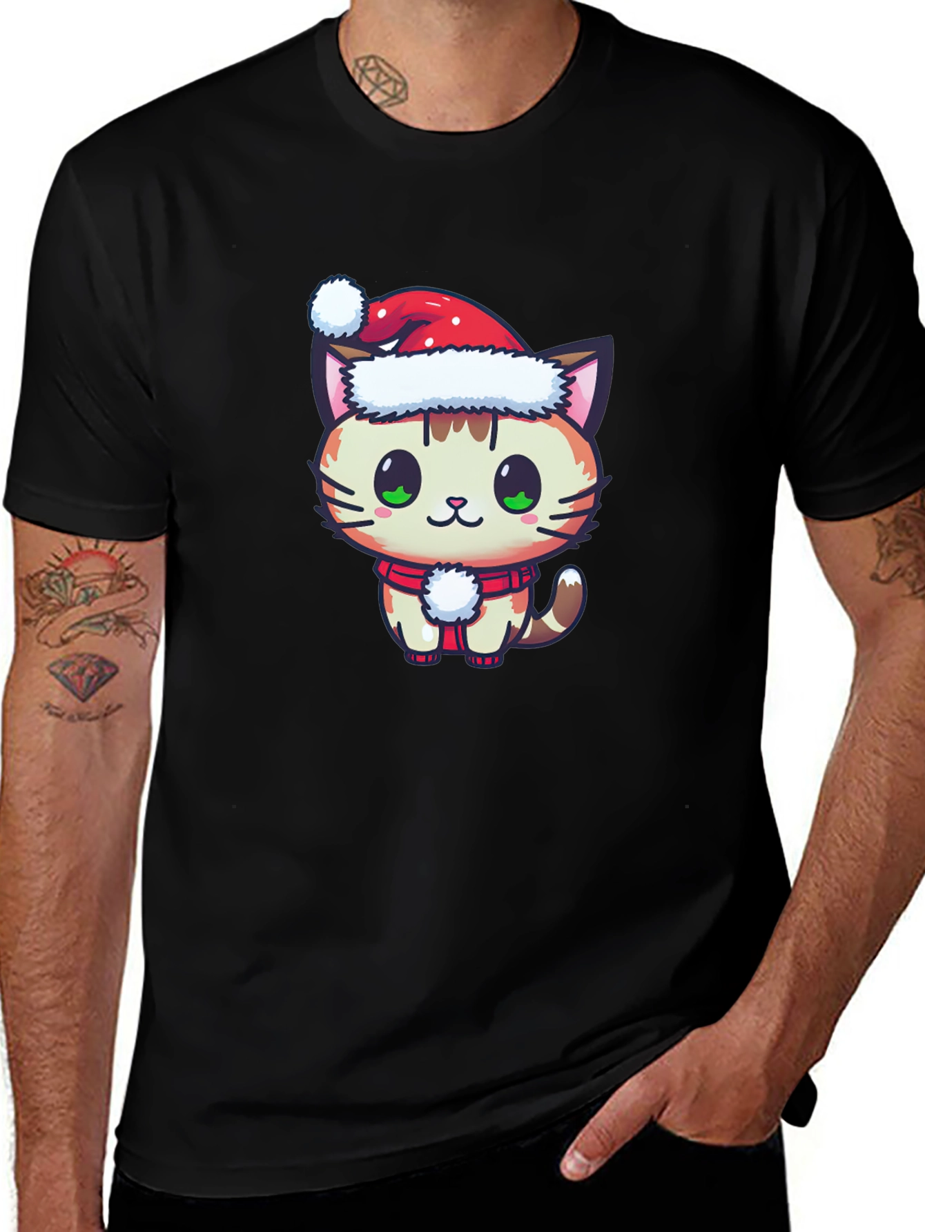 Festive Cat T-Shirt - Holiday Cheer