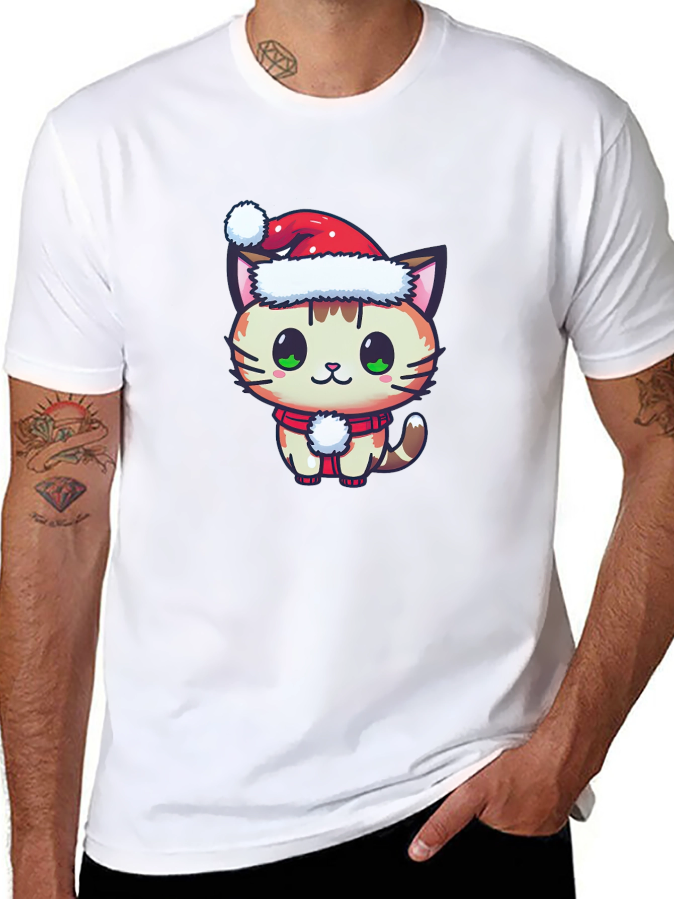 Festive Cat T-Shirt - Holiday Cheer