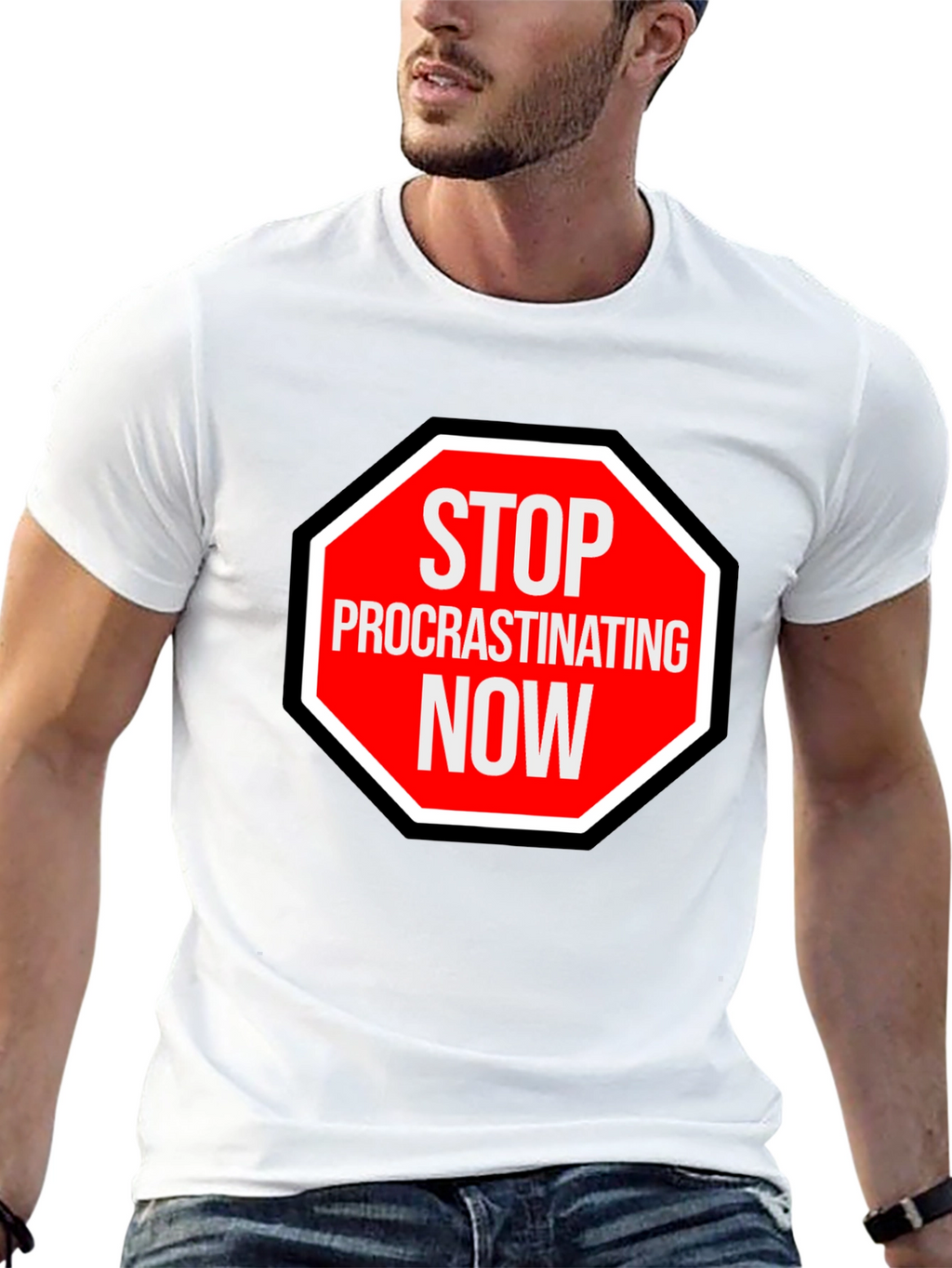 Stop Procrastinating Now Graphic Tee - Black