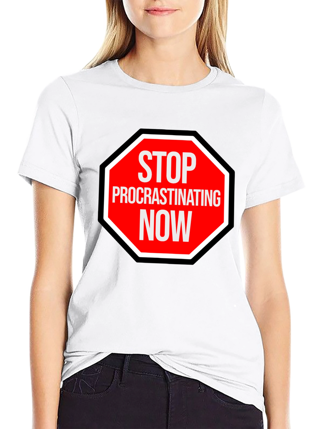 Stop Procrastinating Now Graphic Tee - Black