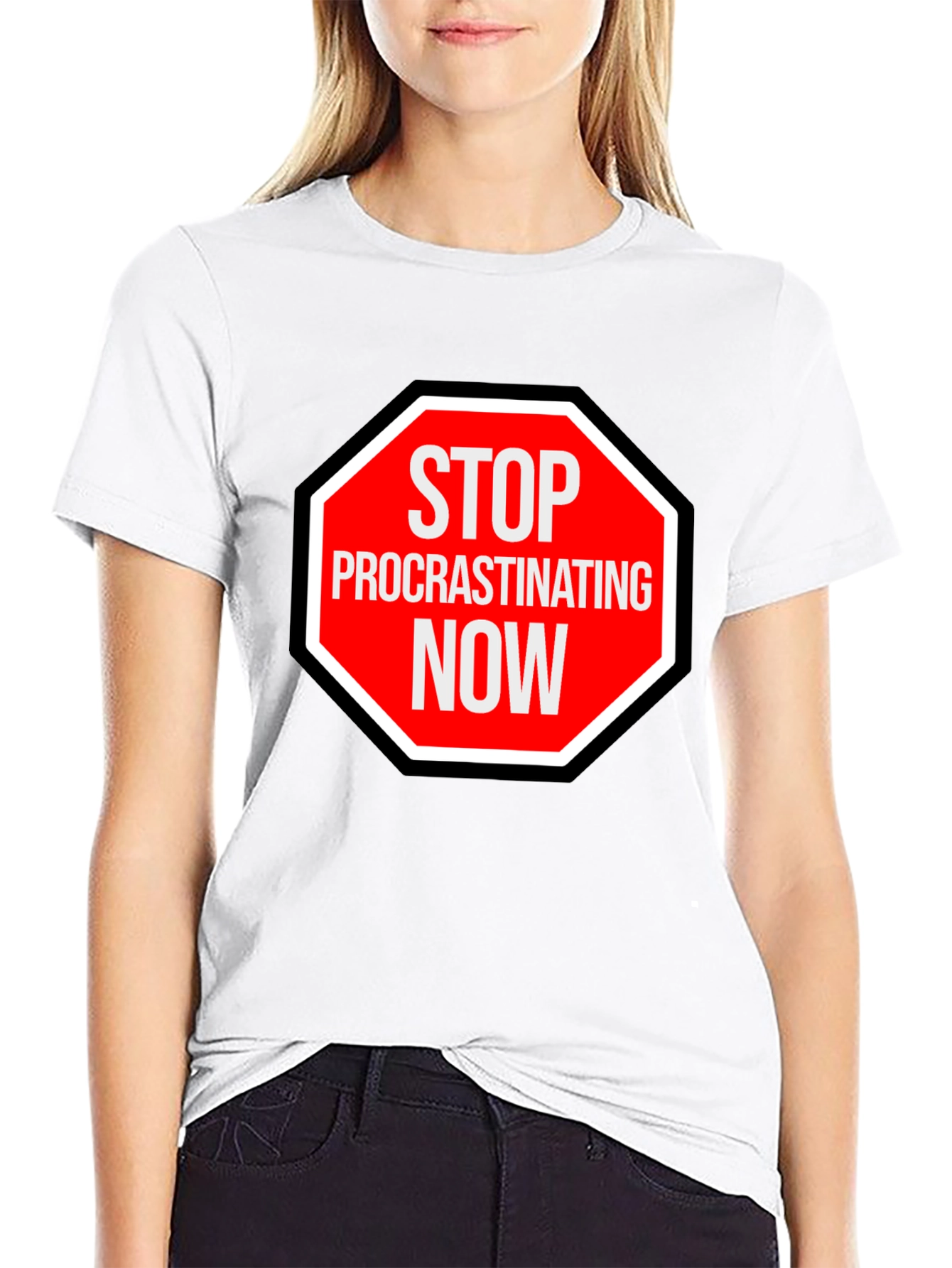 Stop Procrastinating Now Graphic Tee - Black