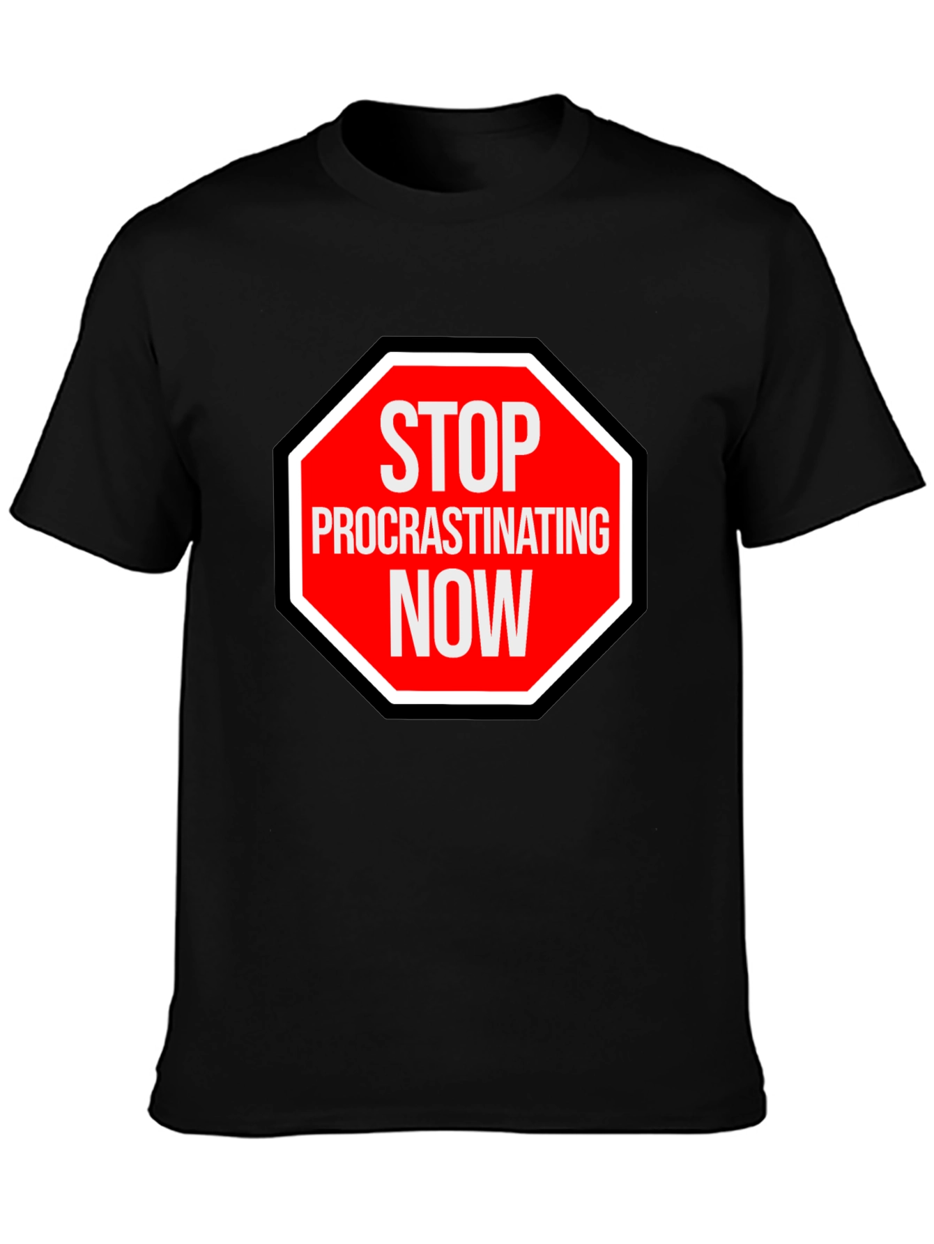 Stop Procrastinating Now Graphic Tee - Black