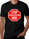 Stop Procrastinating Now Graphic Tee - Black