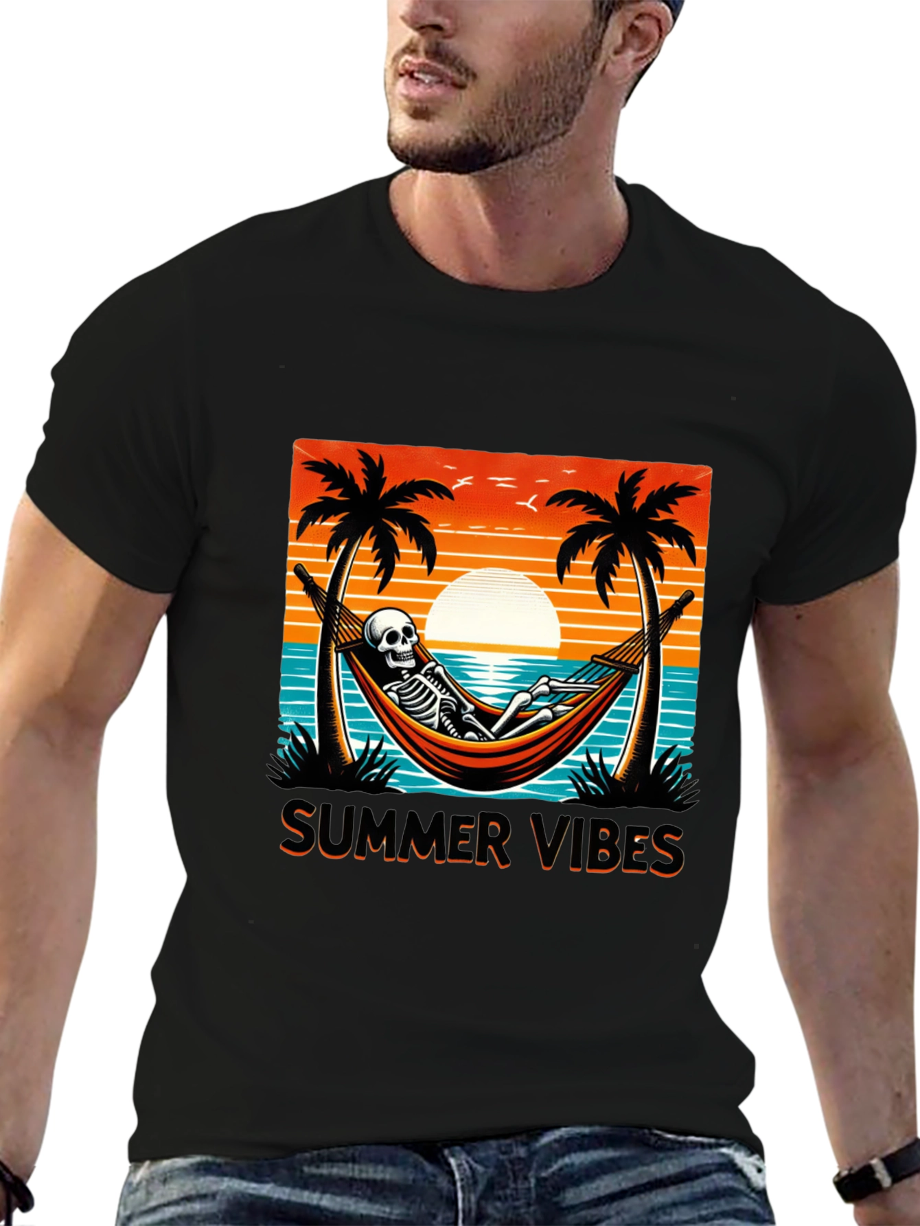 Summer Vibes Skeleton Graphic Tee