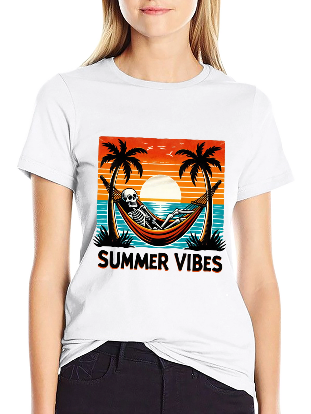 Summer Vibes Skeleton Graphic Tee