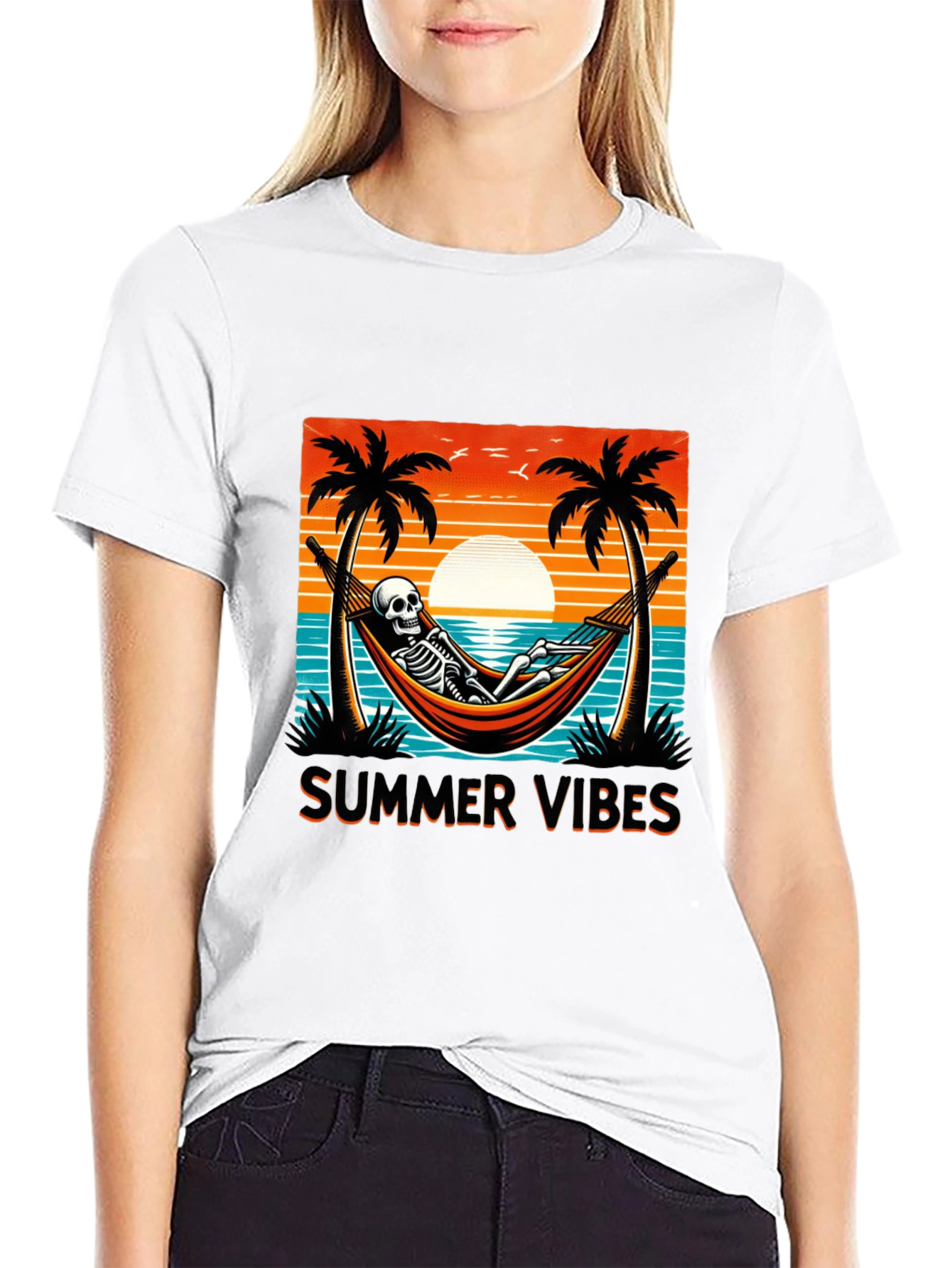 Summer Vibes Skeleton Graphic Tee