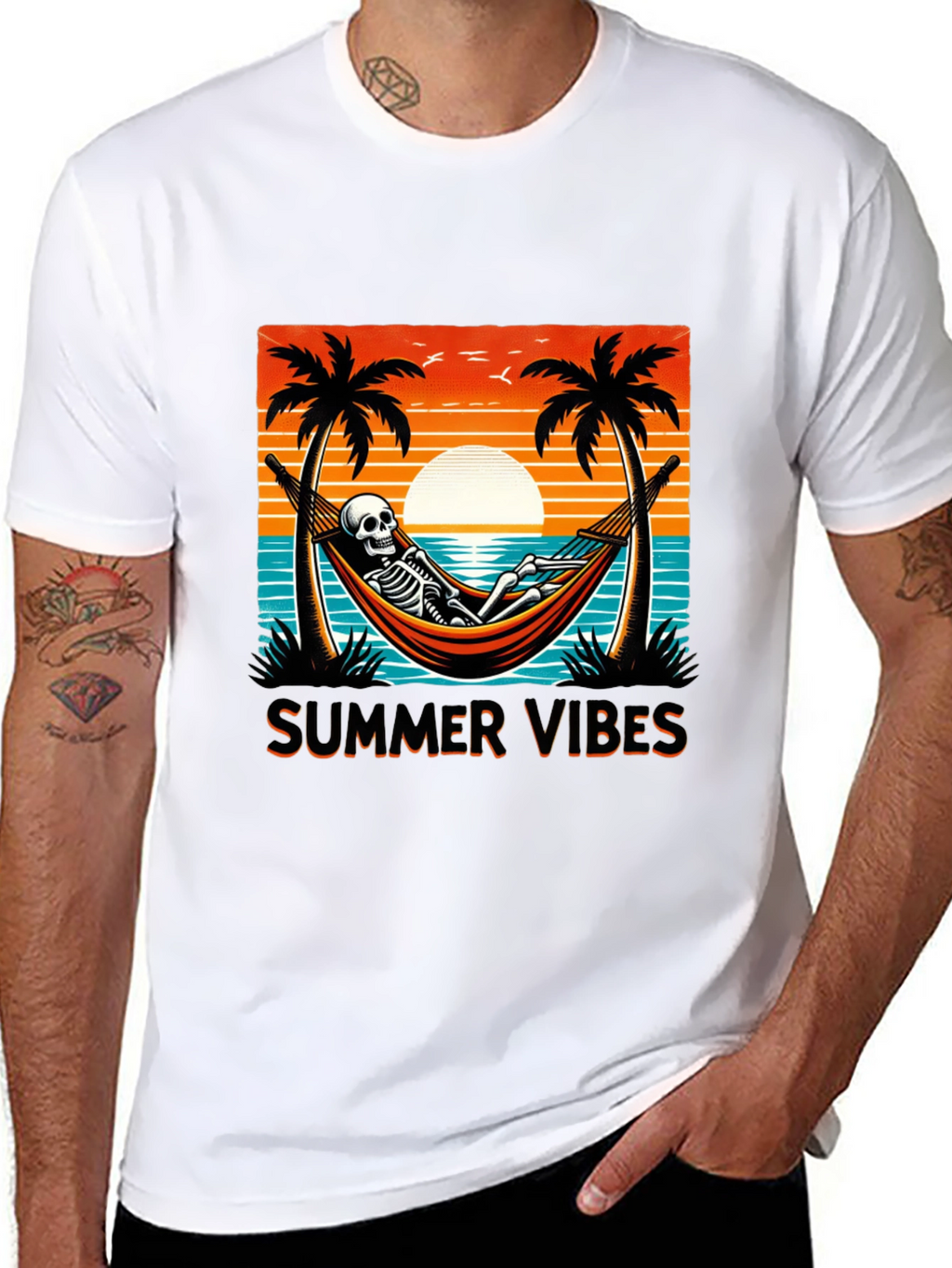 Summer Vibes Skeleton Graphic Tee