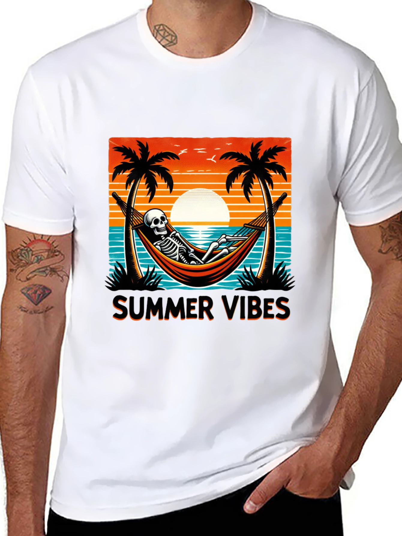 Summer Vibes Skeleton Graphic Tee