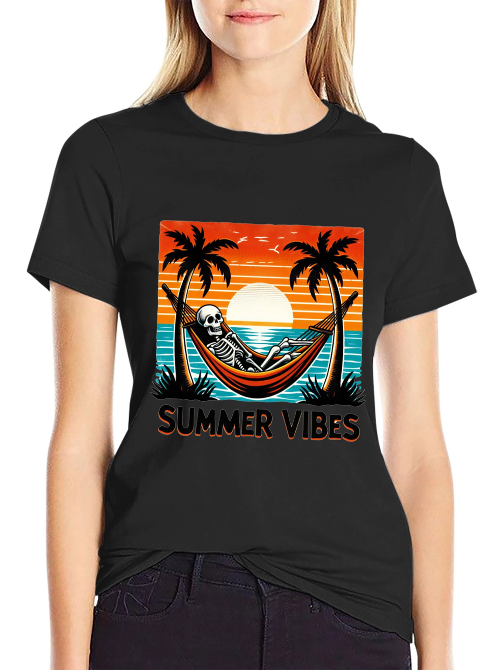 Summer Vibes Skeleton Graphic Tee