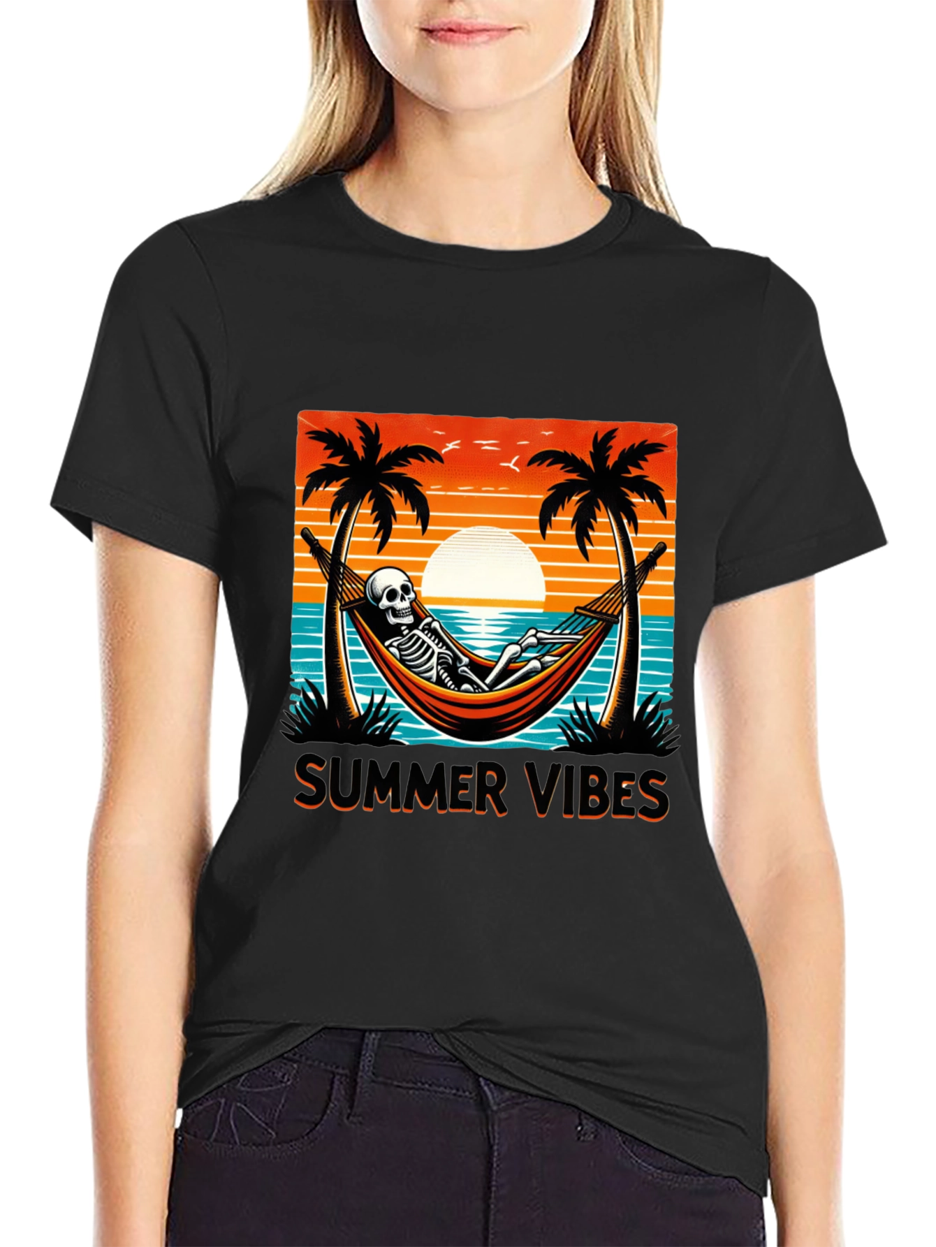 Summer Vibes Skeleton Graphic Tee