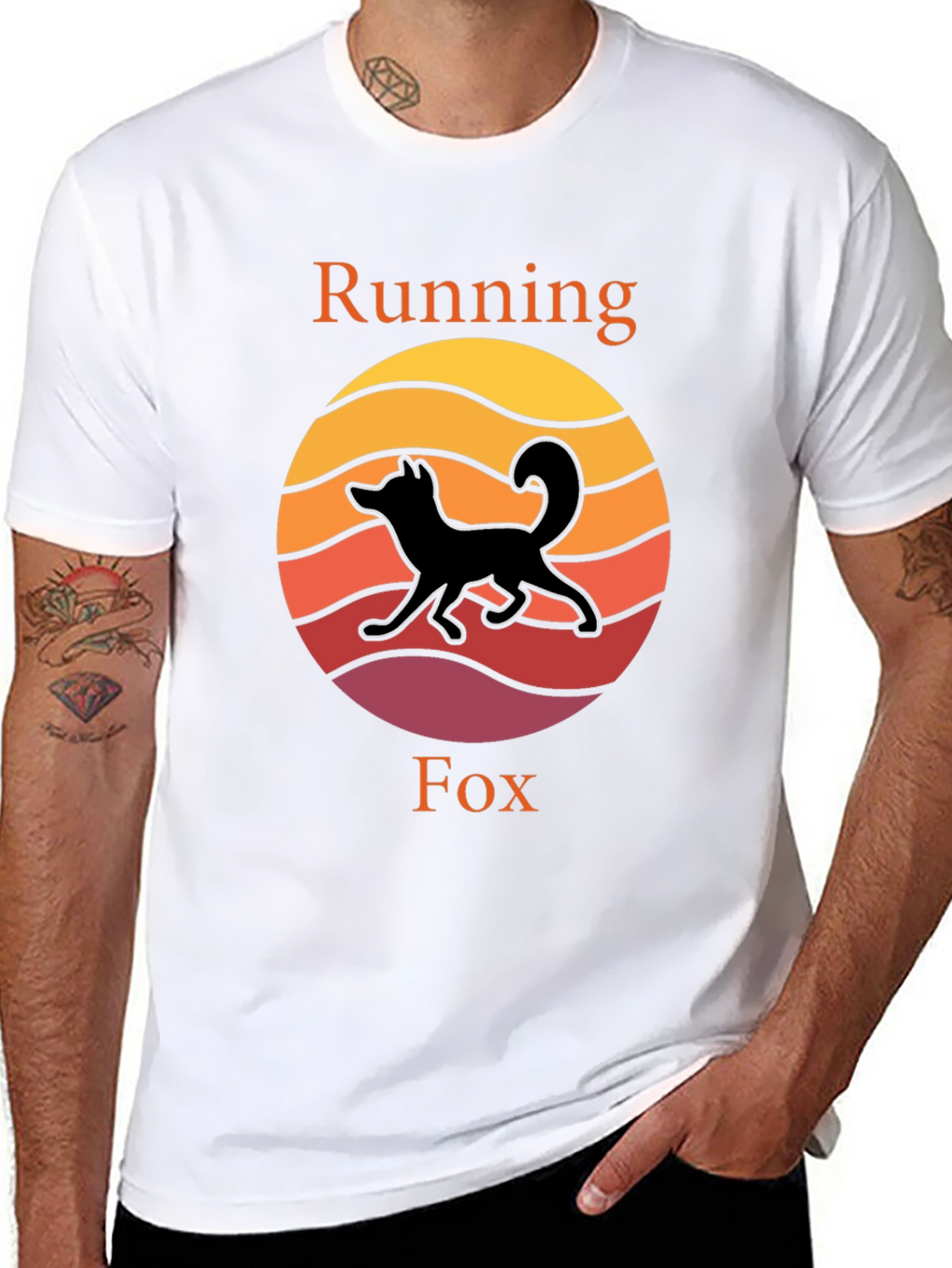 Running Fox T-Shirt - Sunset Design