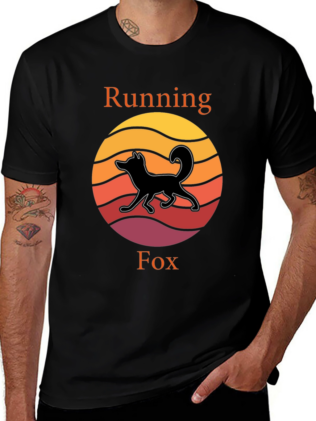 Running Fox T-Shirt - Sunset Design