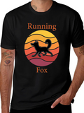 Running Fox T-Shirt - Sunset Design