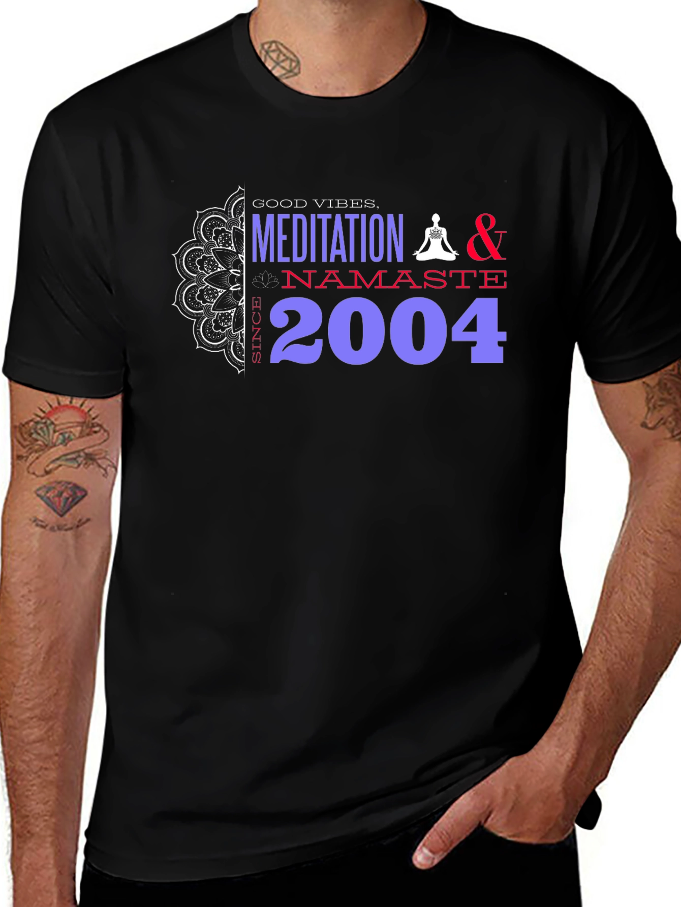 Meditation Namaste T-Shirt - Good Vibes Since 2004
