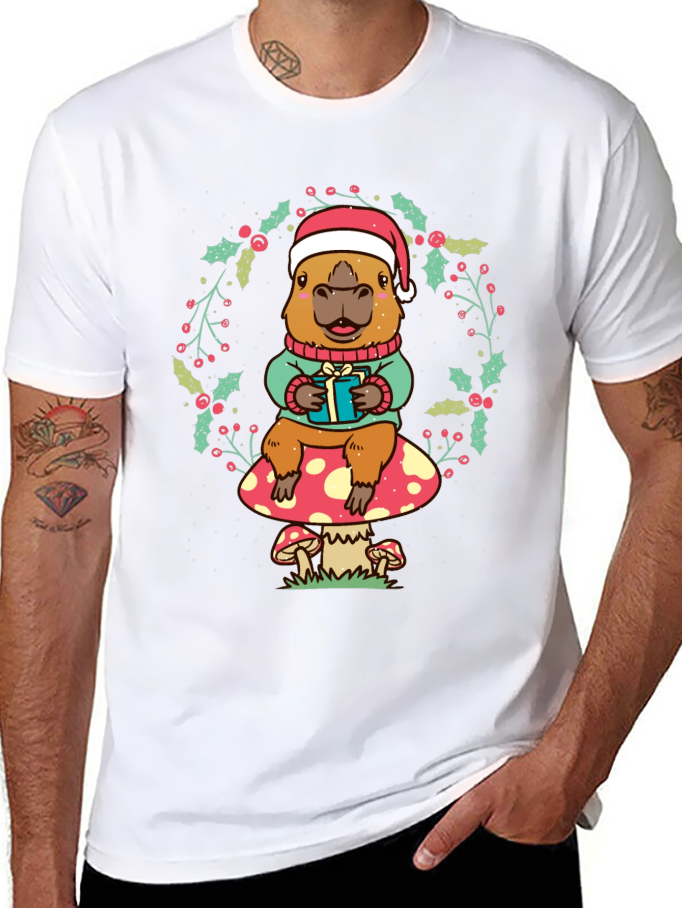 Festive Capybara Christmas T-Shirt