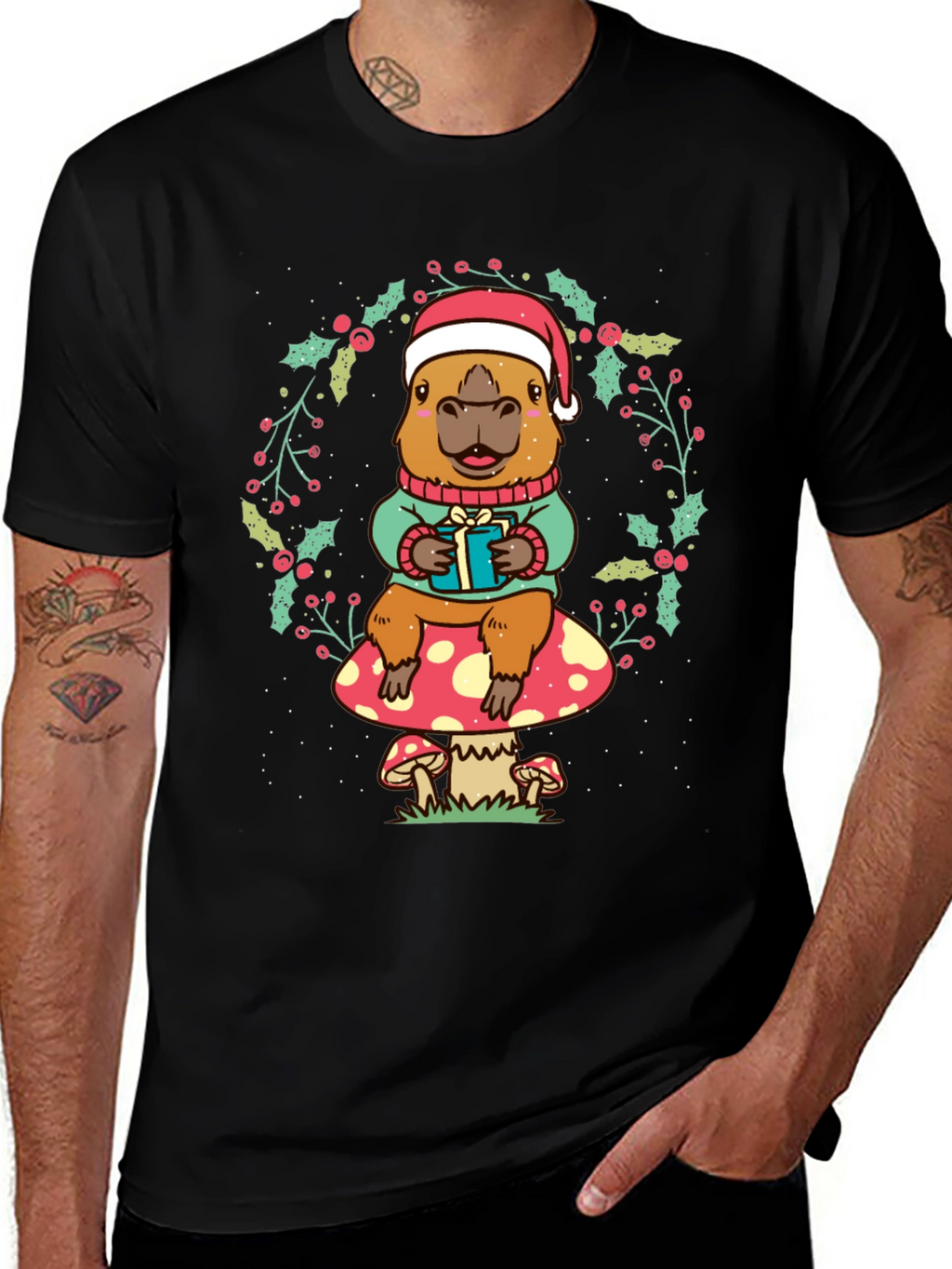 Festive Capybara Christmas T-Shirt