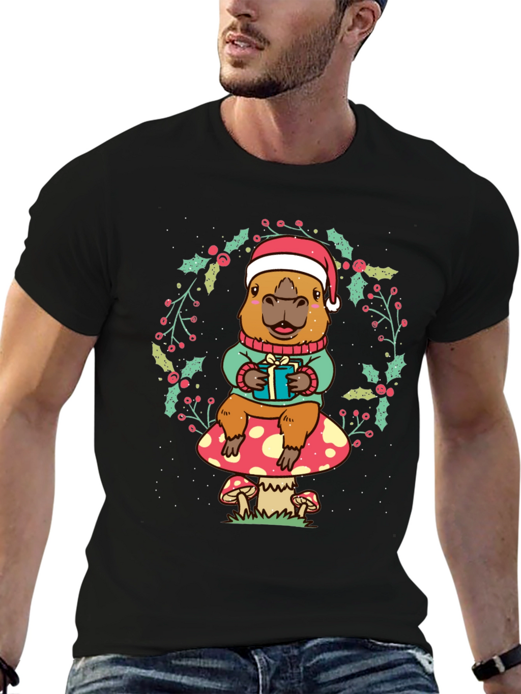 Festive Capybara Christmas T-Shirt