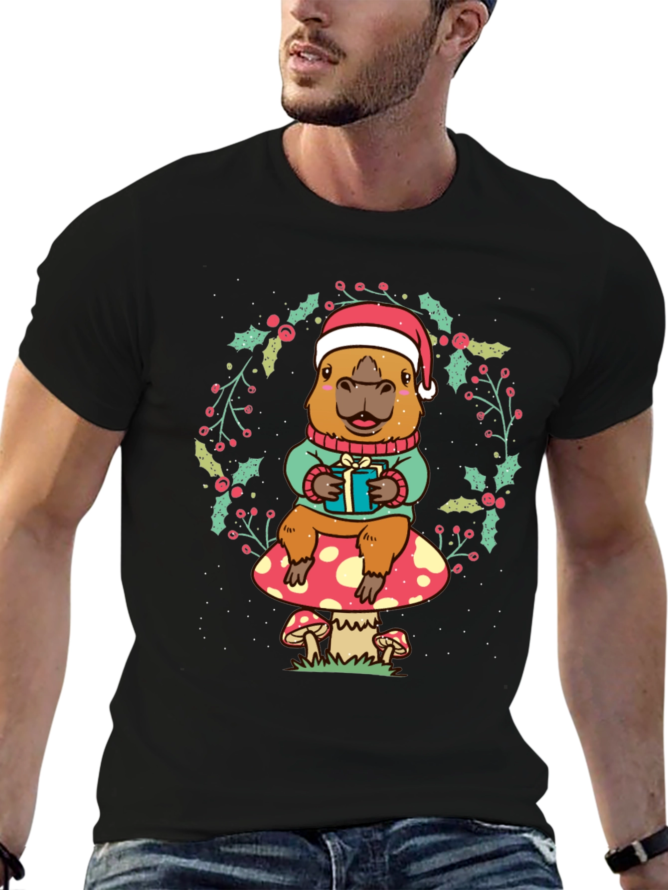 Festive Capybara Christmas T-Shirt