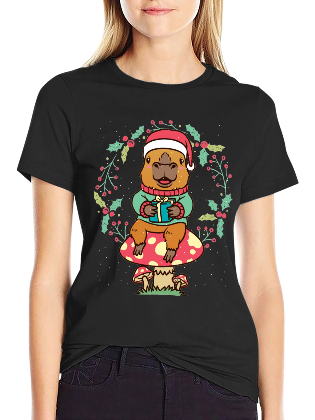 Festive Capybara Christmas T-Shirt