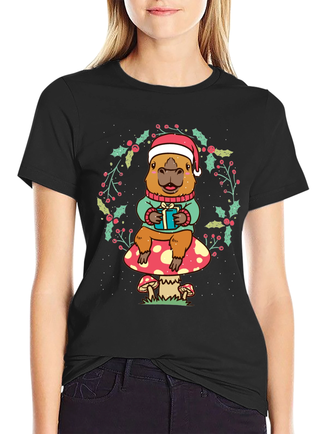 Festive Capybara Christmas T-Shirt