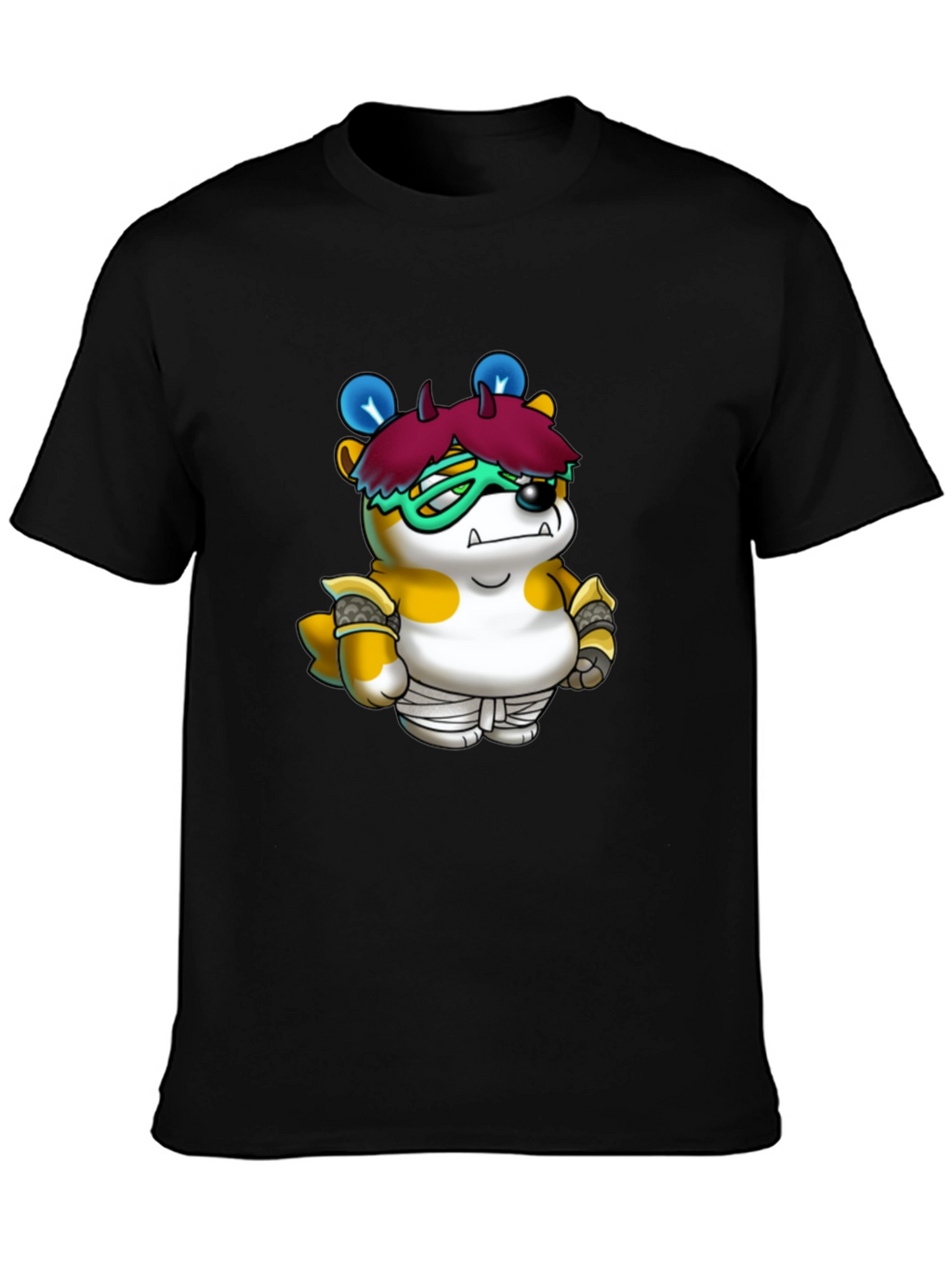 Cartoon Character Print Black T-Shirt