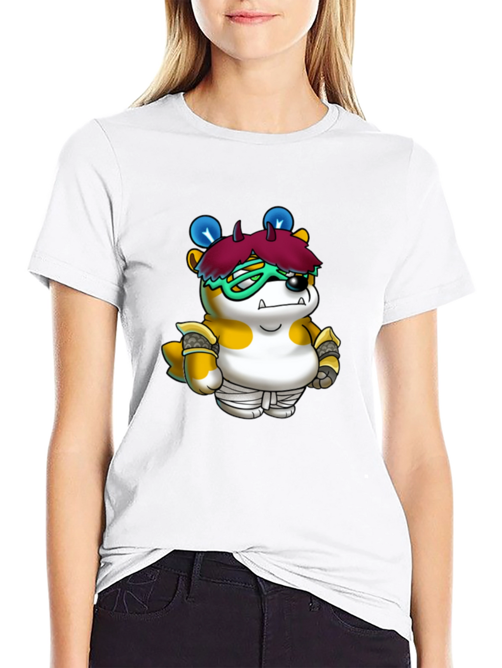 Cartoon Character Print Black T-Shirt