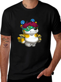 Cartoon Character Print Black T-Shirt