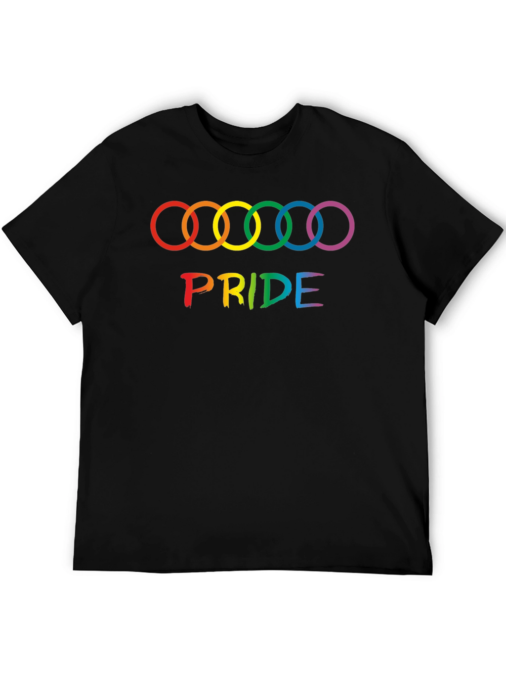 Pride Rings Graphic Tee - Black Cotton LGBTQ+ Shirt