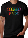 Pride Rings Graphic Tee - Black Cotton LGBTQ+ Shirt