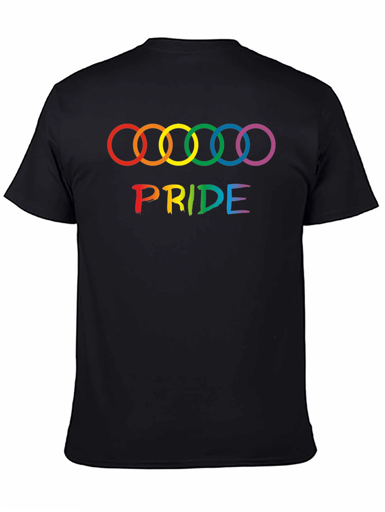 Pride Rings Graphic Tee - Black Cotton LGBTQ+ Shirt
