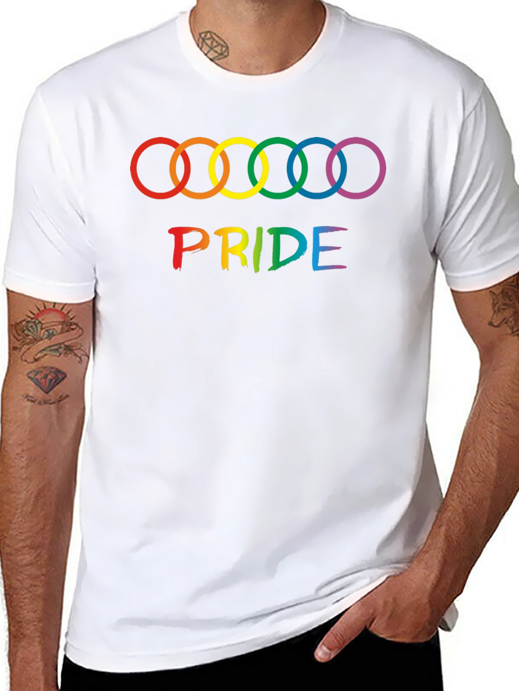 Pride Rings Graphic Tee - Black Cotton LGBTQ+ Shirt