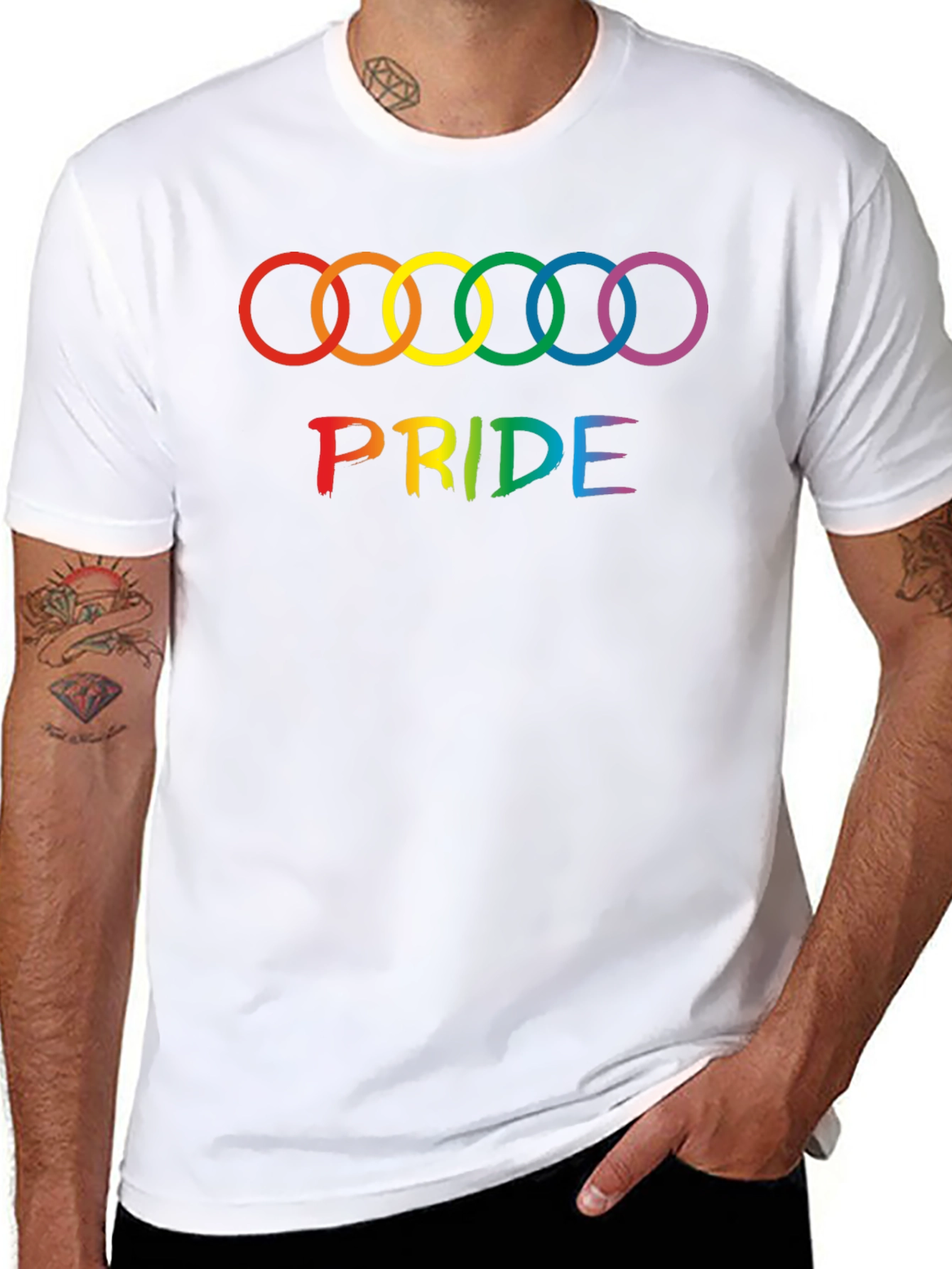Pride Rings Graphic Tee - Black Cotton LGBTQ+ Shirt