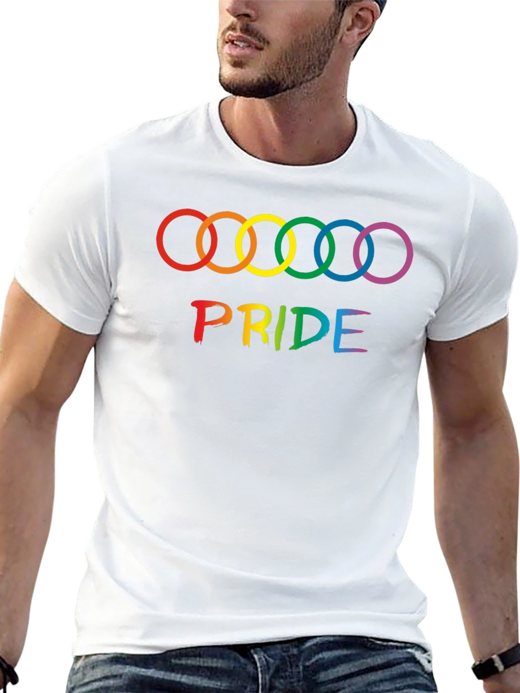 Pride Rings Graphic Tee - Black Cotton LGBTQ+ Shirt
