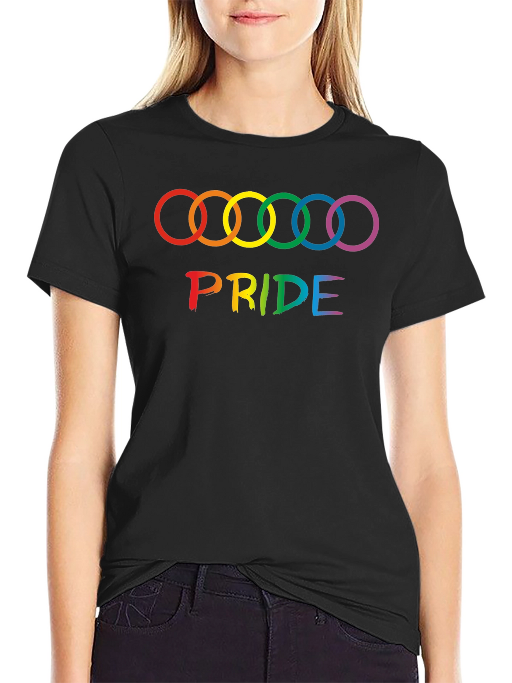 Pride Rings Graphic Tee - Black Cotton LGBTQ+ Shirt