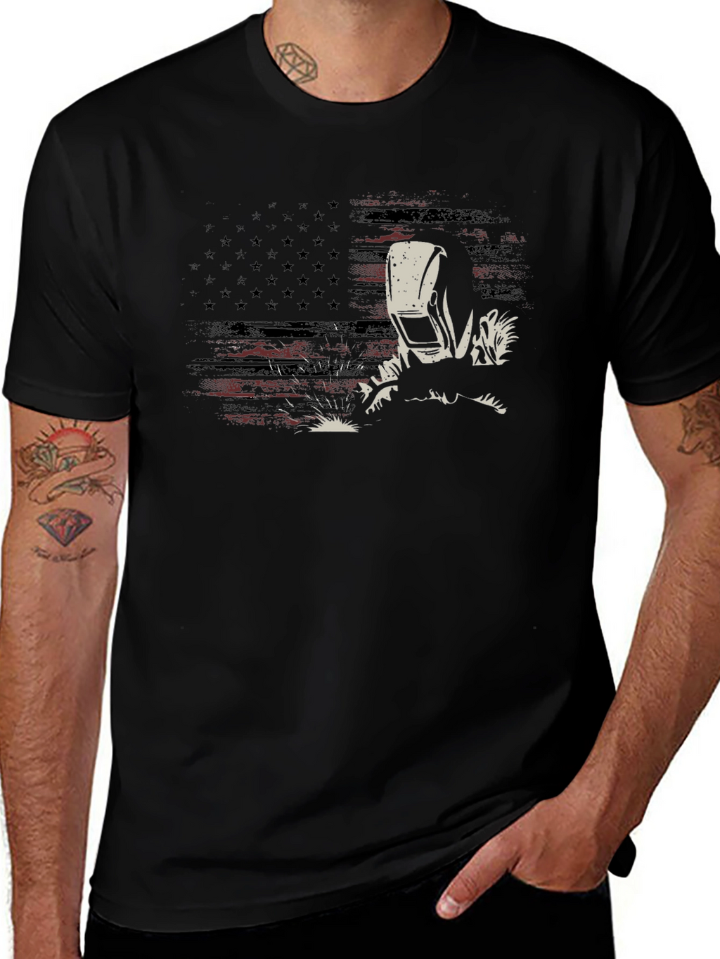 Welder American Flag Graphic T-Shirt