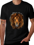 Lion Graphic Print Black T-Shirt
