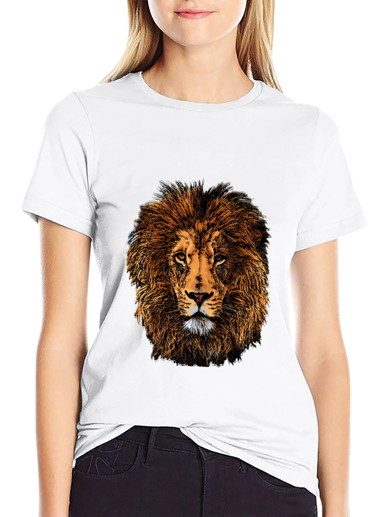 Lion Graphic Print Black T-Shirt