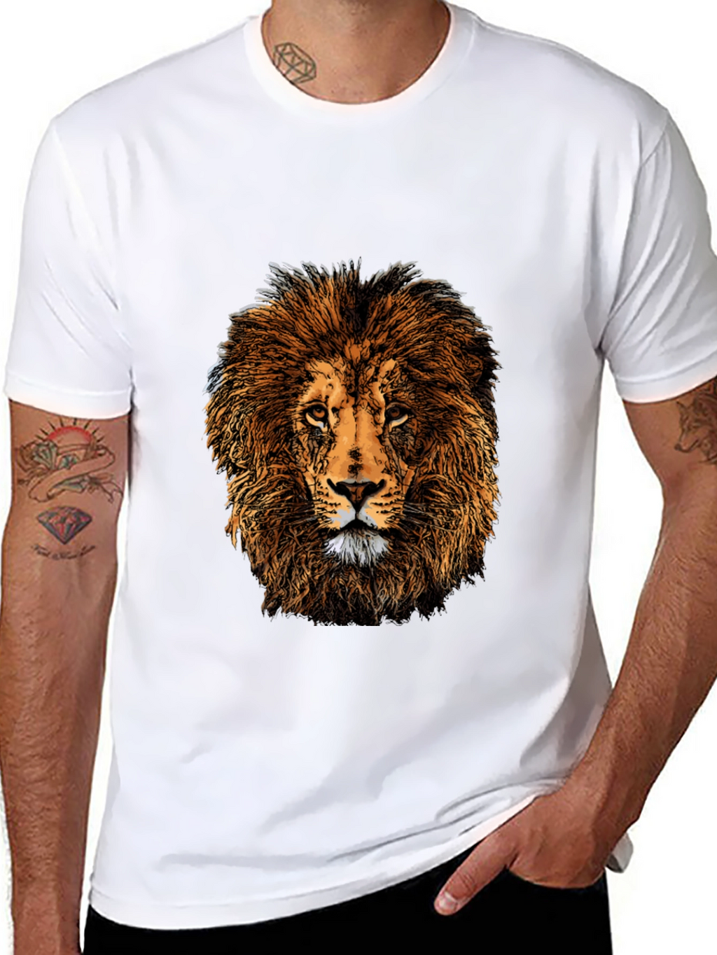 Lion Graphic Print Black T-Shirt