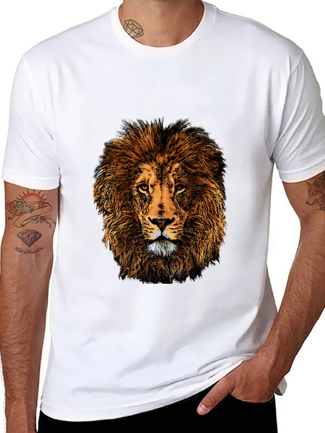 Lion Graphic Print Black T-Shirt