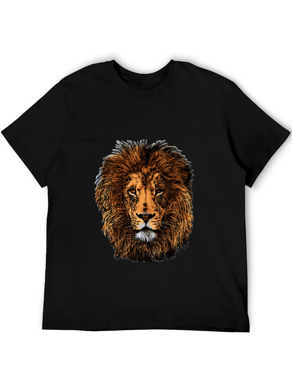 Lion Graphic Print Black T-Shirt