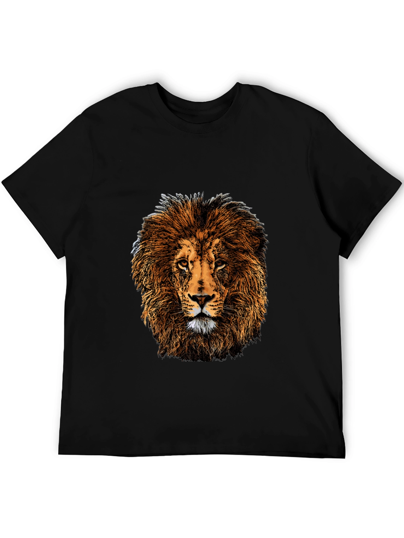 Lion Graphic Print Black T-Shirt