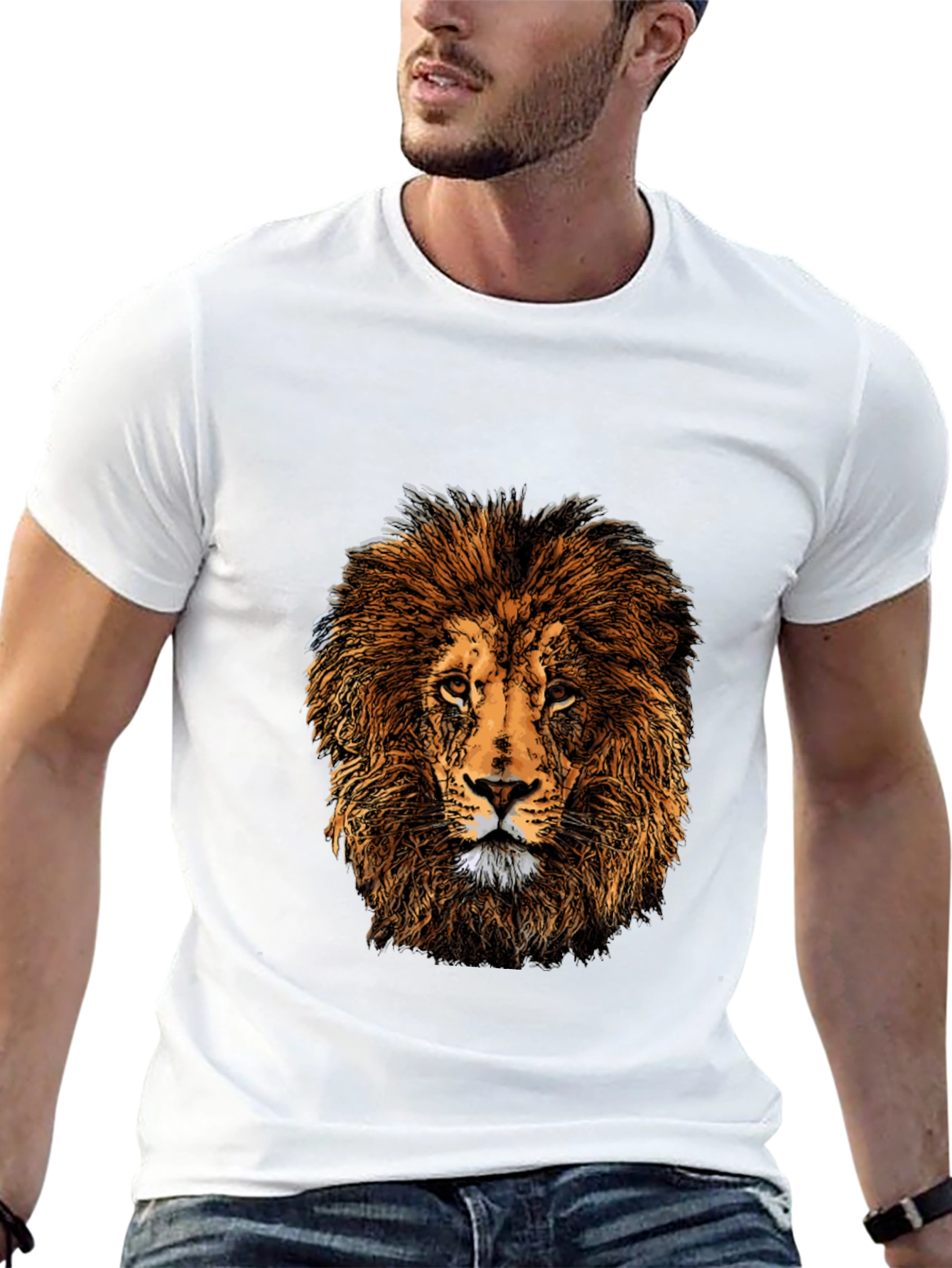 Lion Graphic Print Black T-Shirt