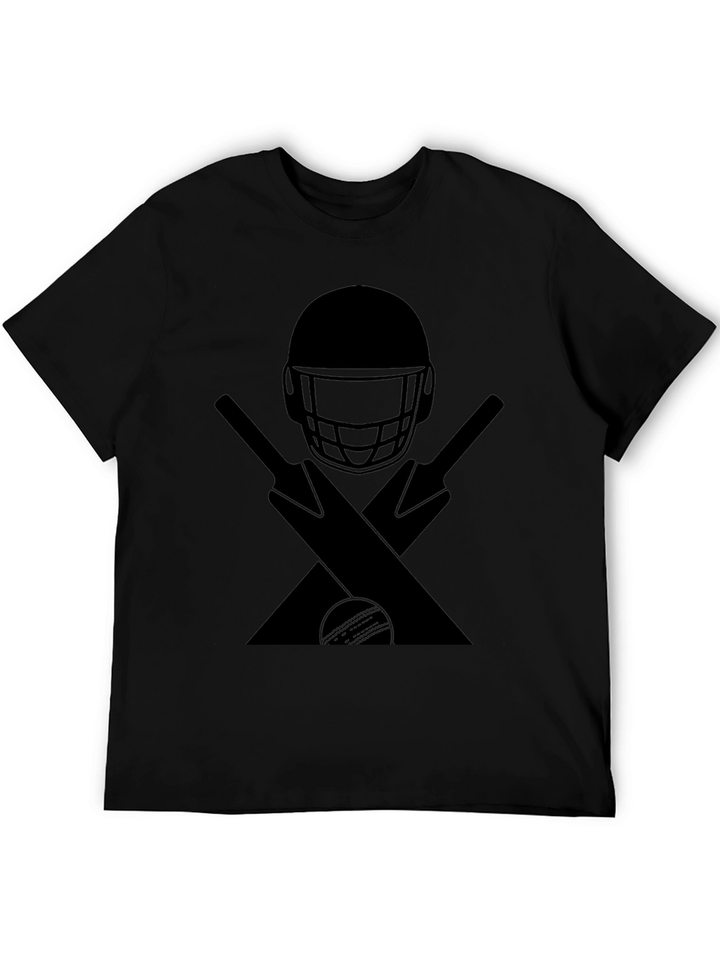 Cricket Helmet Bats & Ball Graphic Tee - Black