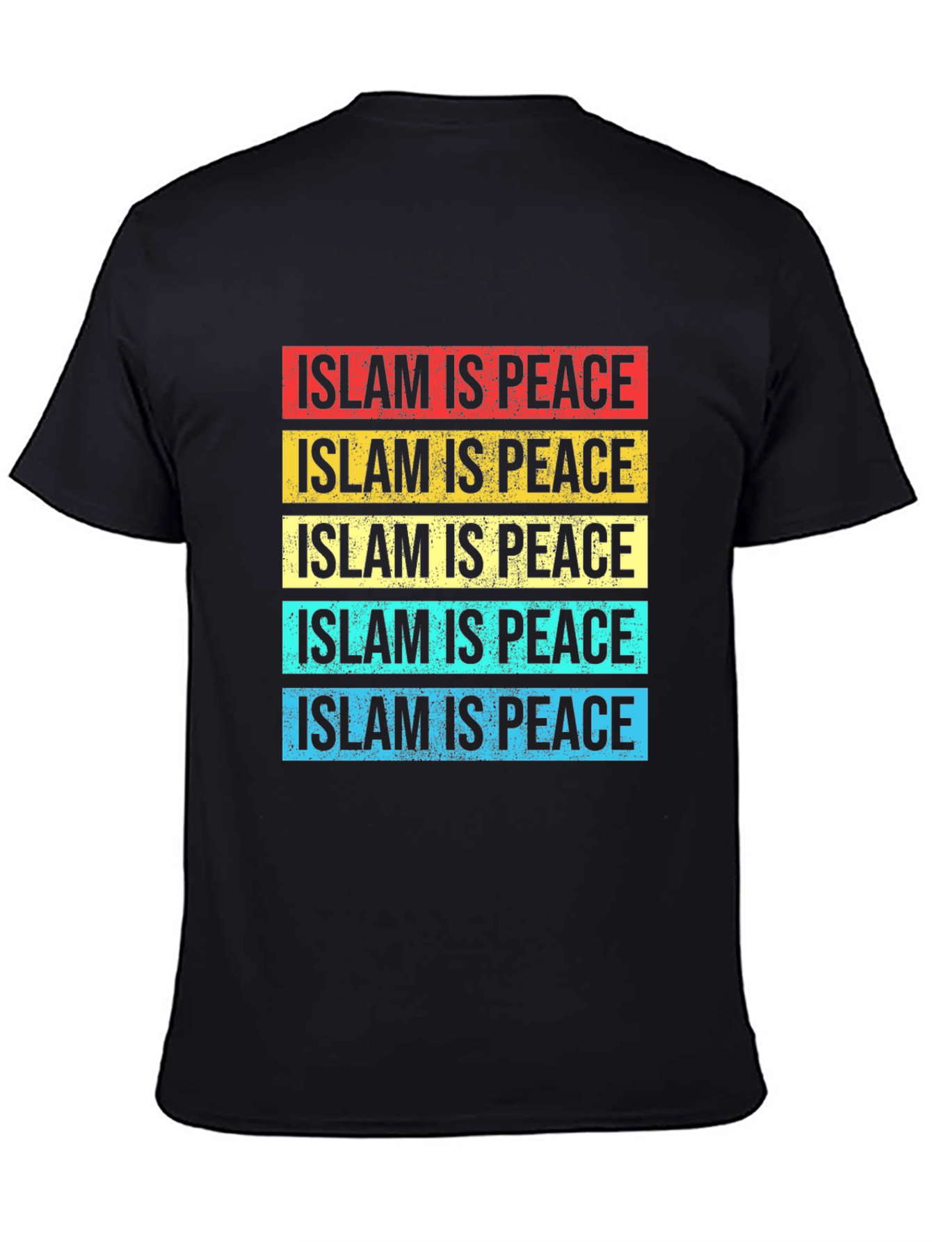 Islam Is Peace T-Shirt Colorful Striped Design