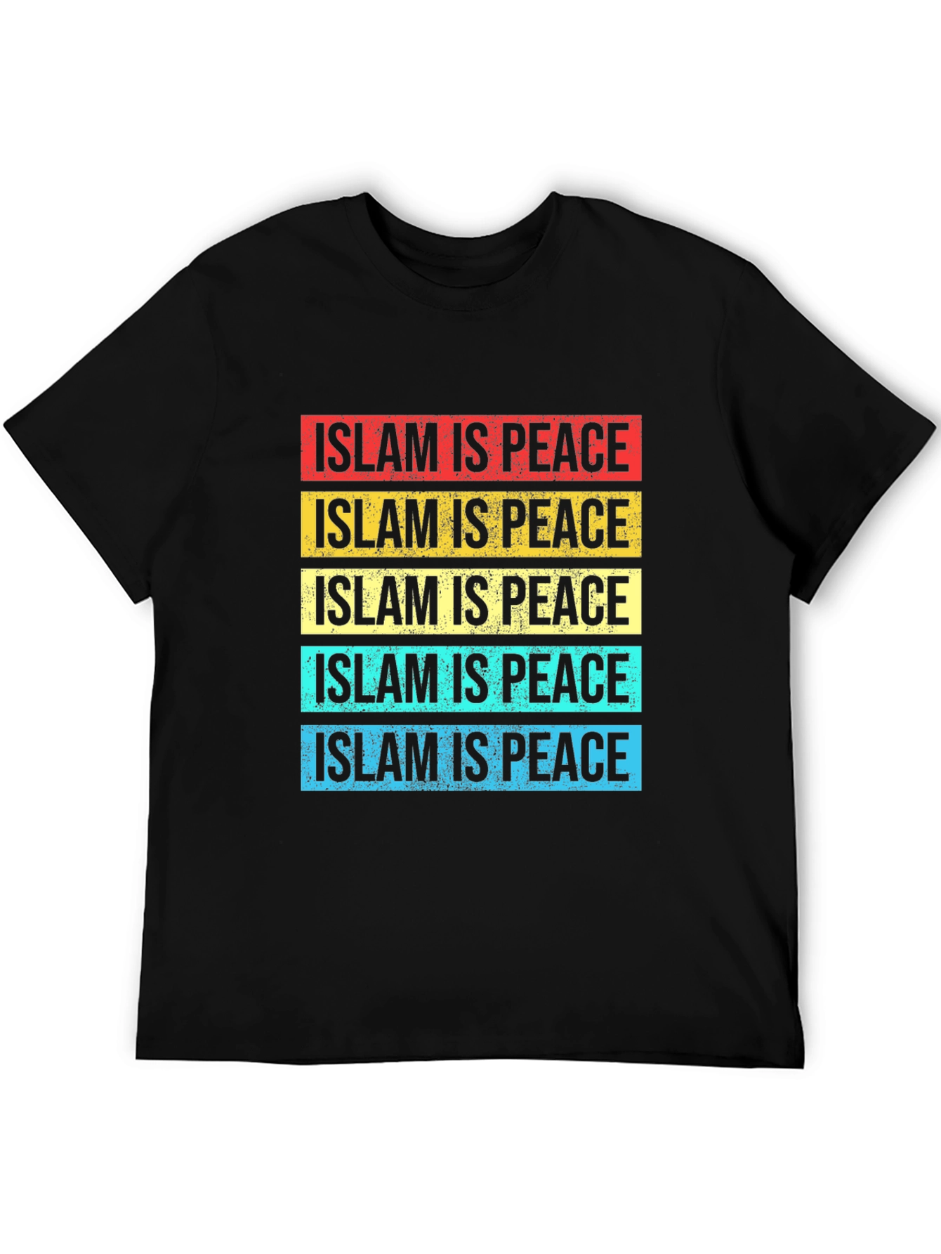 Islam Is Peace T-Shirt Colorful Striped Design