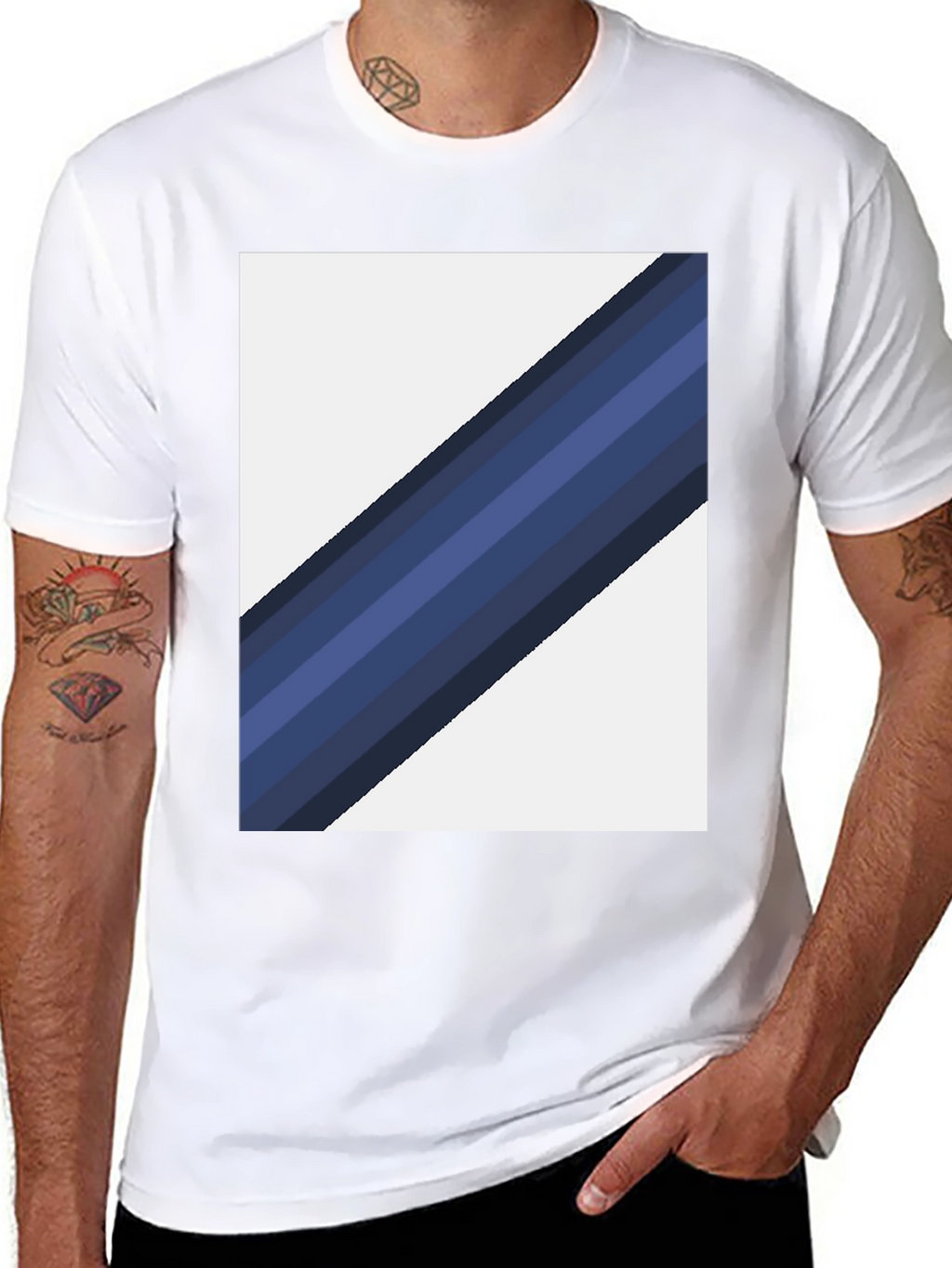 Striped Diagonal Graphic Tee - Modern Casual Wear