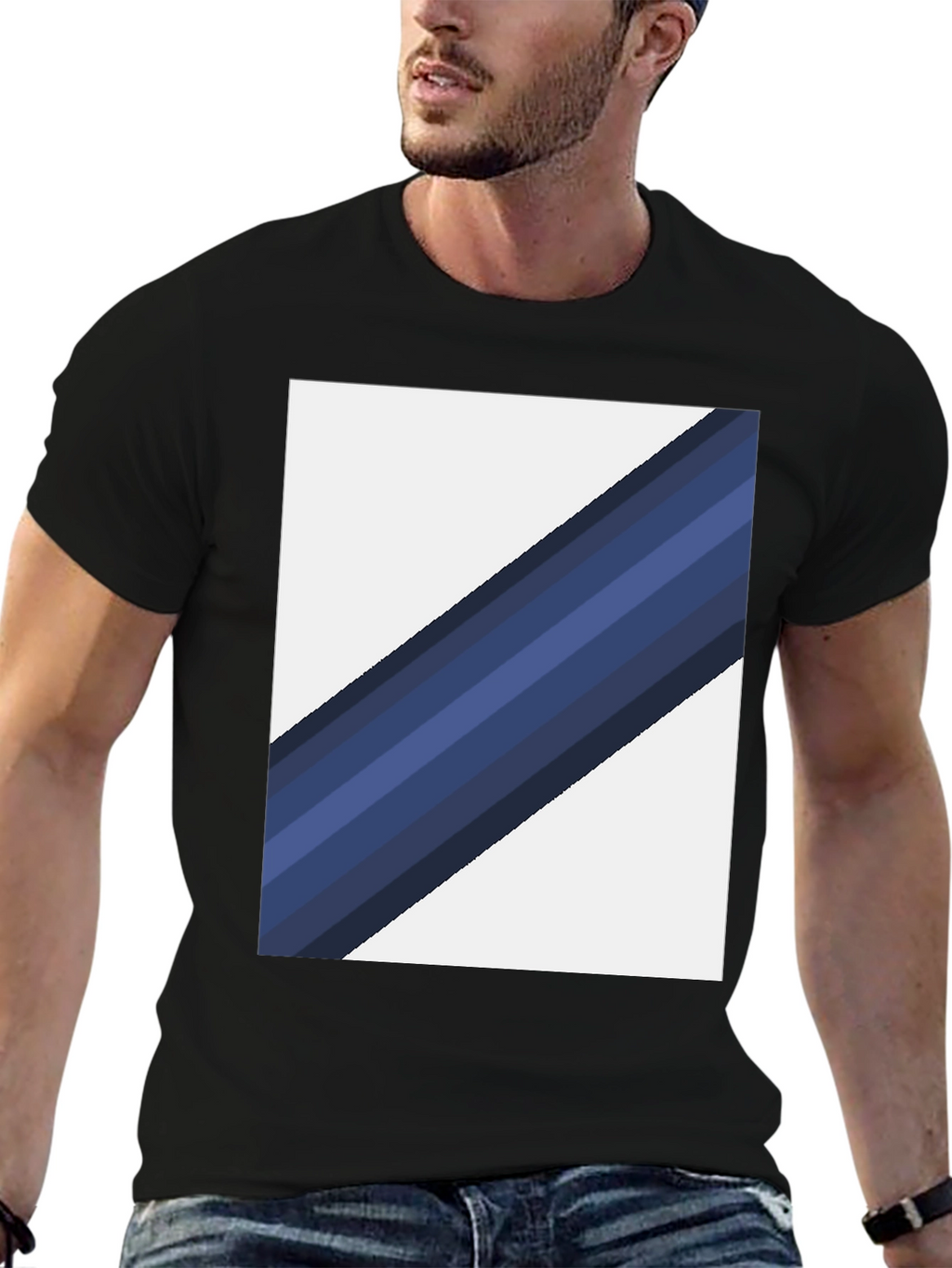 Striped Diagonal Graphic Tee - Modern Casual Wear