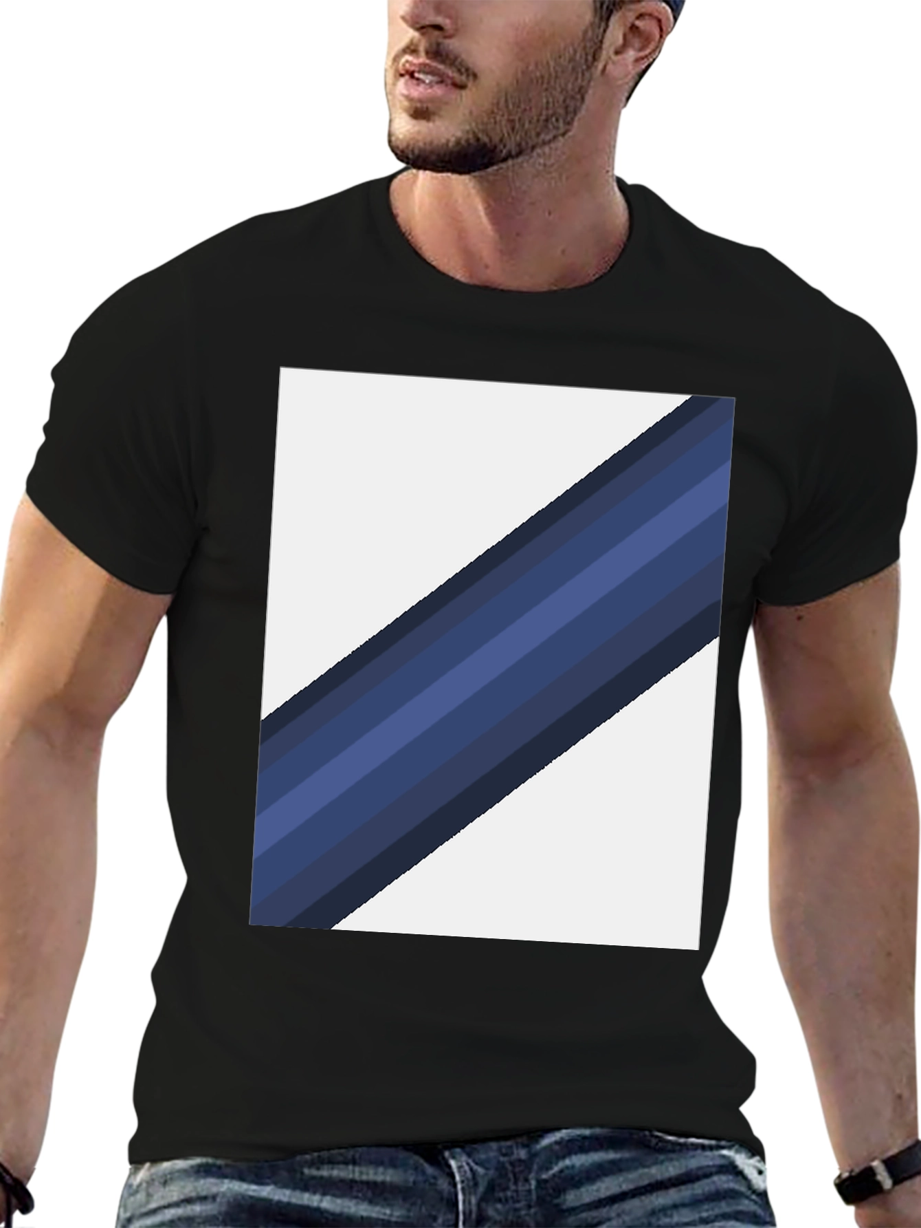 Striped Diagonal Graphic Tee - Modern Casual Wear