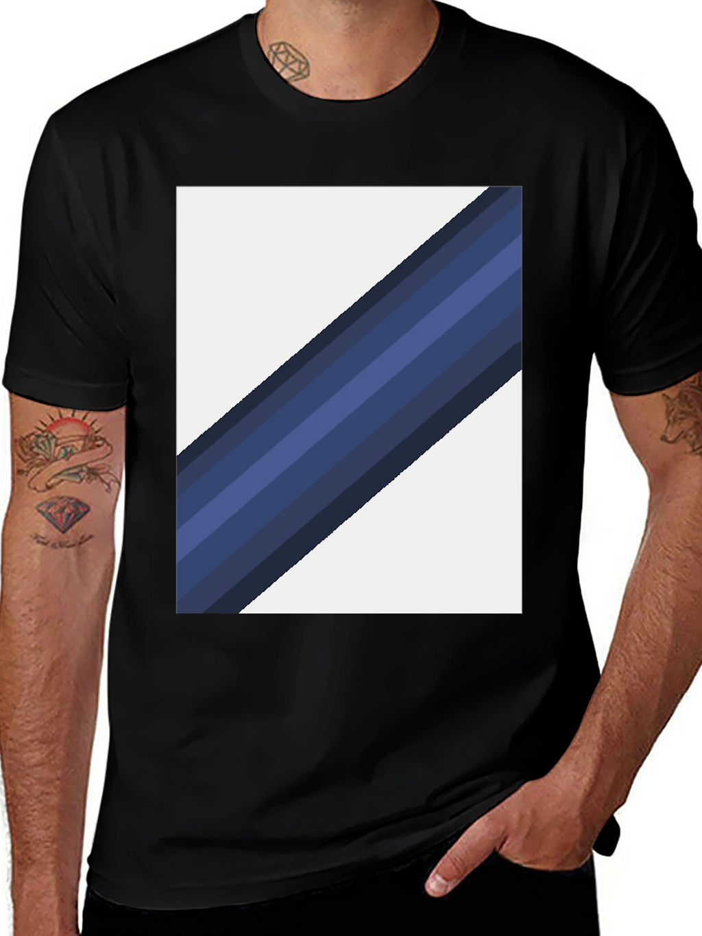 Striped Diagonal Graphic Tee - Modern Casual Wear